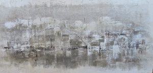 Aamu satamassa, taulun koko 90x180cm