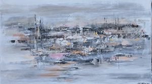 Elämän satamia. Taulun koko 80x140cm