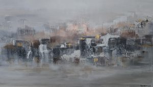 Sinä päivänä tuuli lauloi hiljaa, taulun koko 80x140cm