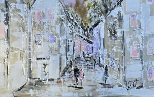 Tarjotin "Kevät kaupungissa" 36x28cm