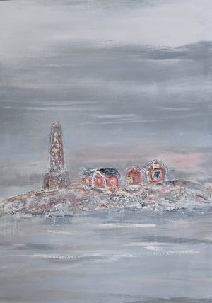 Kesäilta Söderskärissä, taulun koko 50x70cm